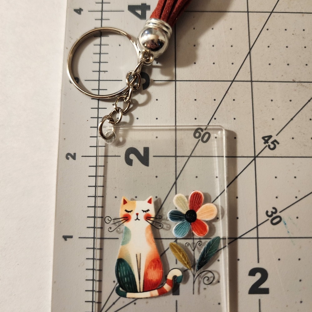 Colorful Cat Keychain with Tassel - Picture 3 of 4